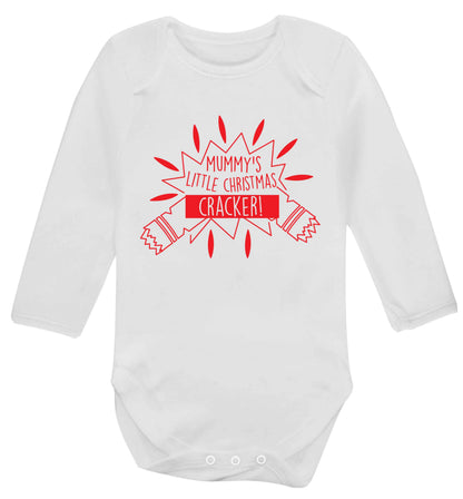 Mummy's little christmas cracker Baby Vest long sleeved white 6-12 months