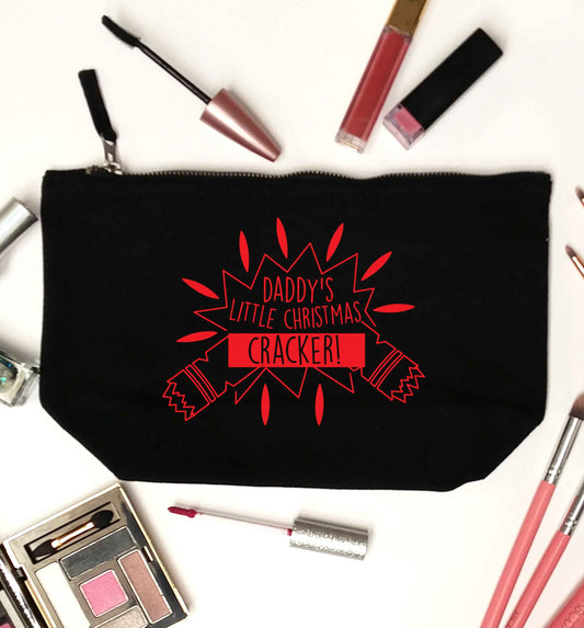 Daddy's little Christmas cracker black makeup bag