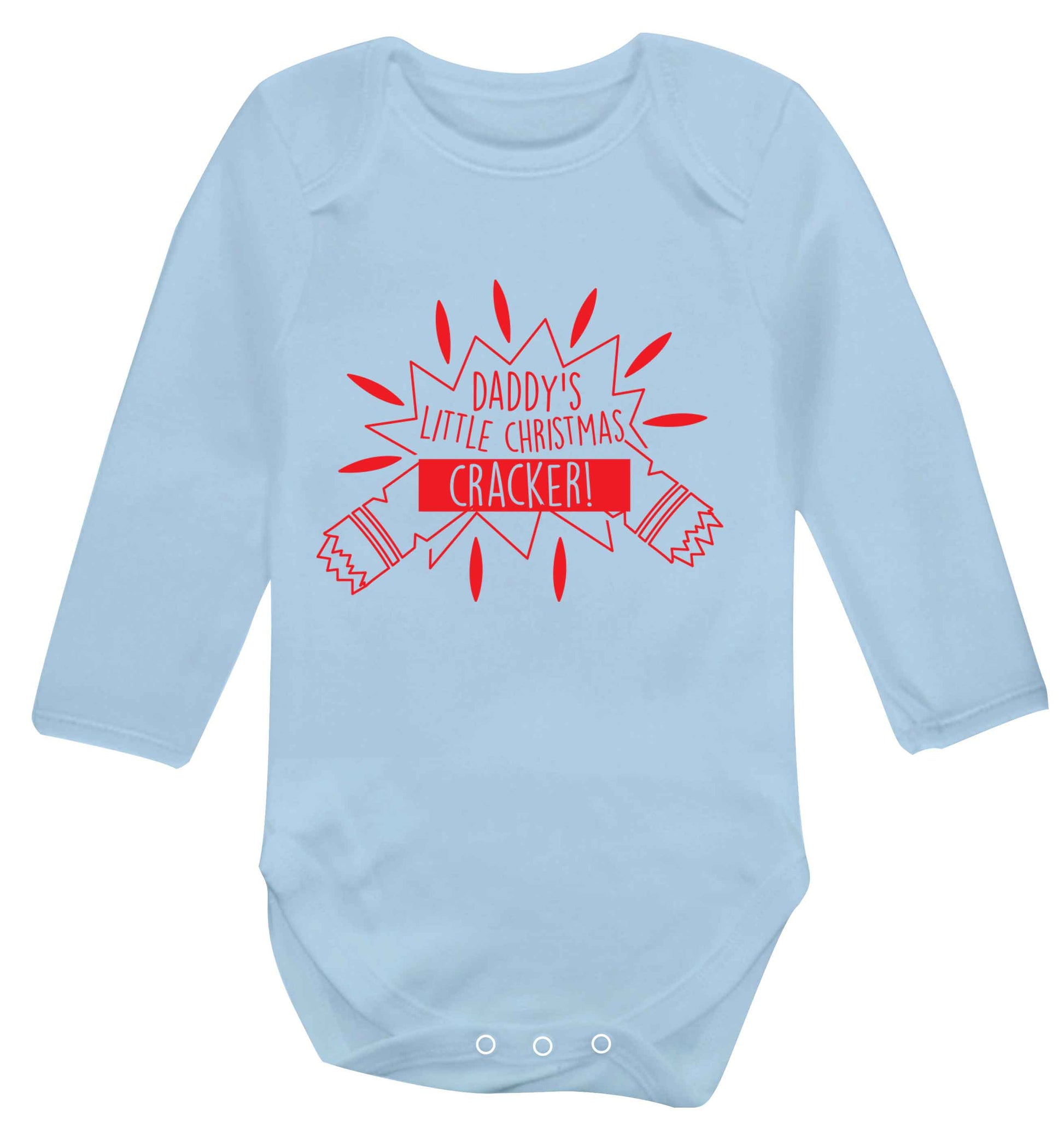Daddy's little Christmas cracker Baby Vest long sleeved pale blue 6-12 months