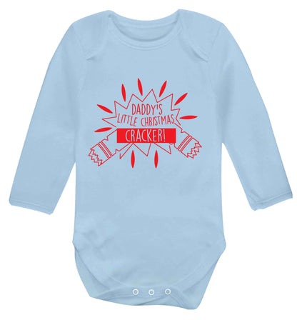 Daddy's little Christmas cracker Baby Vest long sleeved pale blue 6-12 months