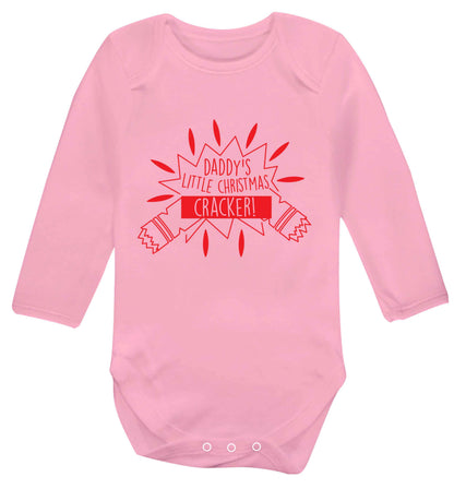 Daddy's little Christmas cracker Baby Vest long sleeved pale pink 6-12 months