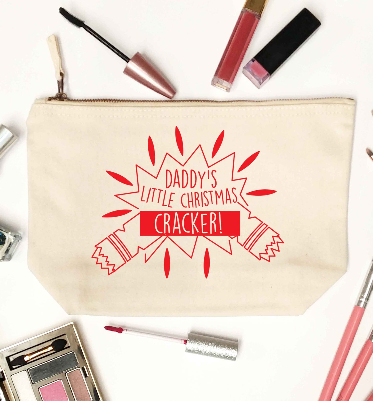 Daddy's little Christmas cracker natural makeup bag