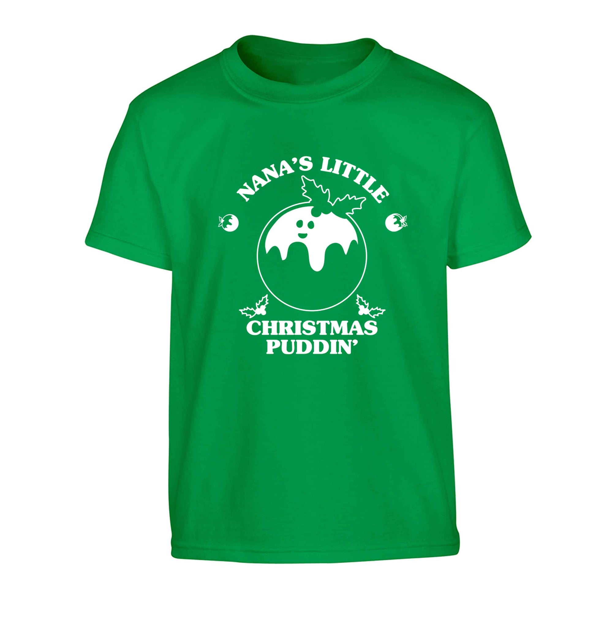 Nana's little Christmas puddin' Children's green Tshirt 12-13 Years