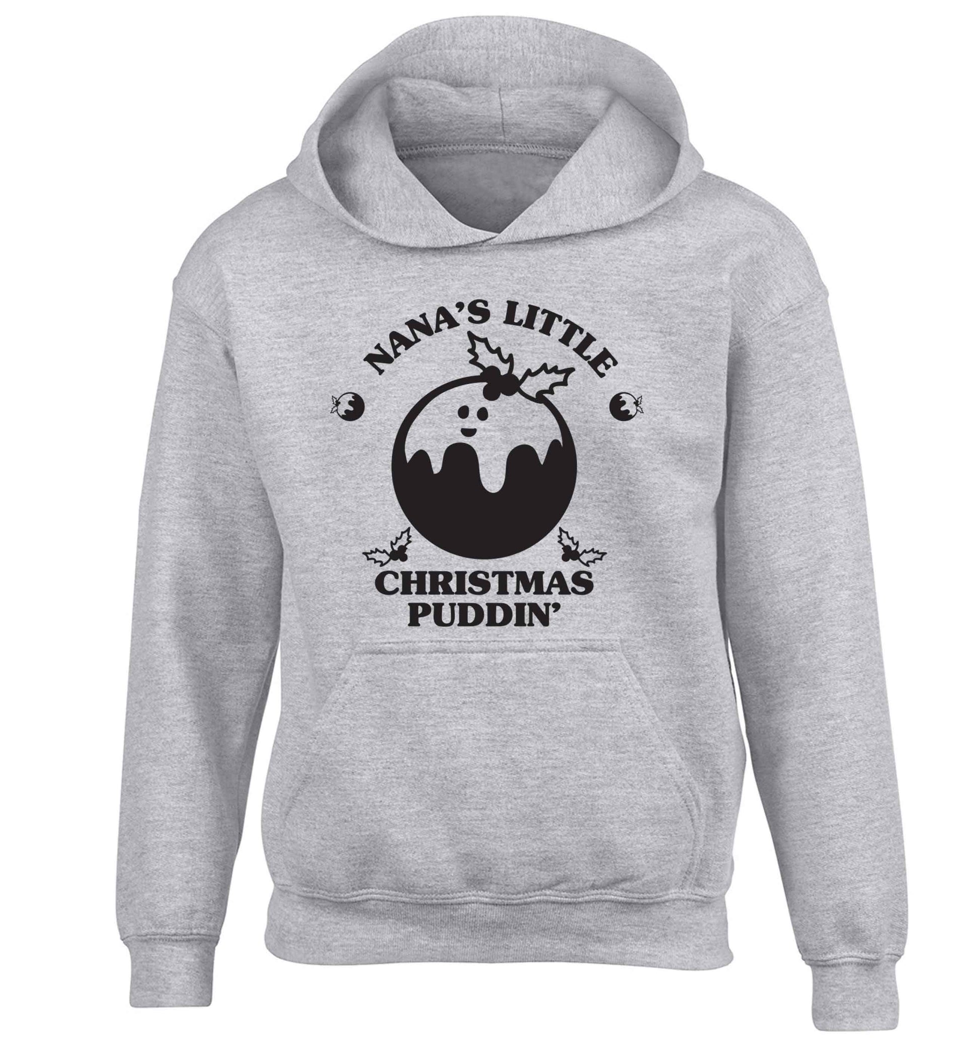 Nana's little Christmas puddin' children's grey hoodie 12-13 Years