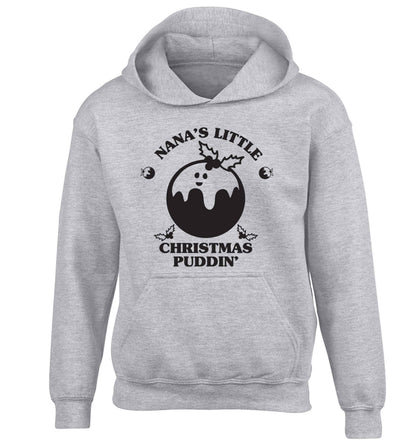 Nana's little Christmas puddin' children's grey hoodie 12-13 Years