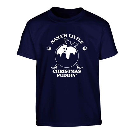 Nana's little Christmas puddin' Children's navy Tshirt 12-13 Years