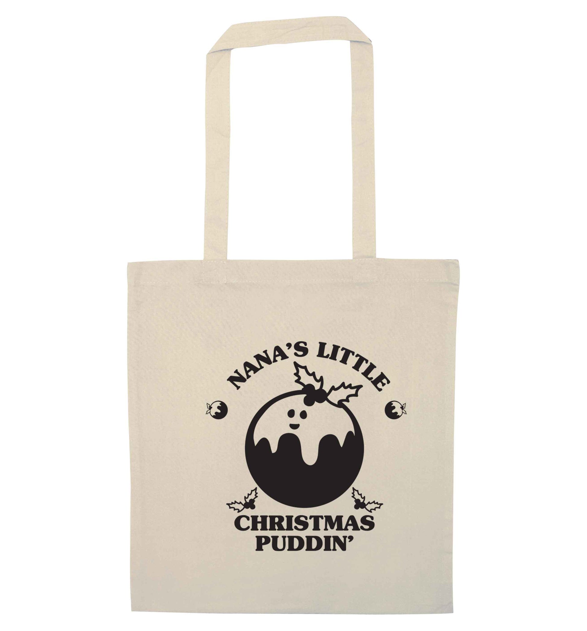 Nana's little Christmas puddin' natural tote bag