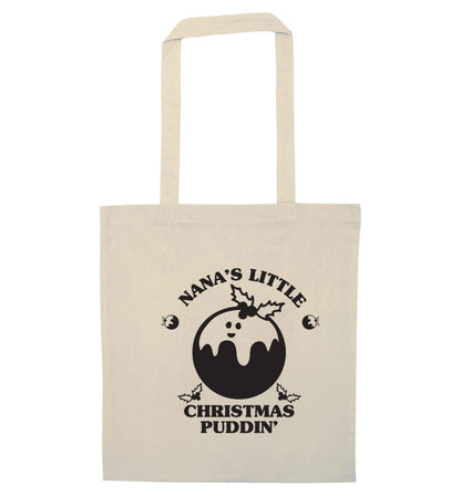 Nana's little Christmas puddin' natural tote bag