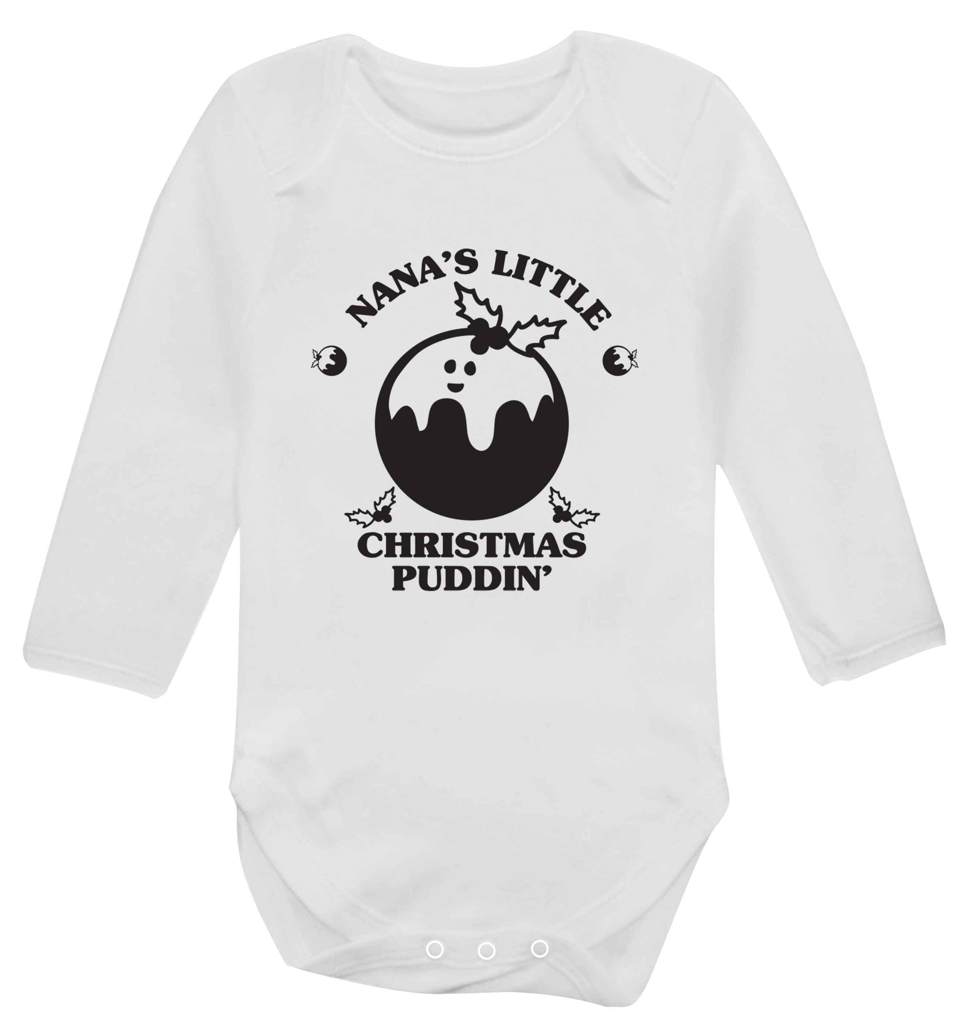 Nana's little Christmas puddin' Baby Vest long sleeved white 6-12 months
