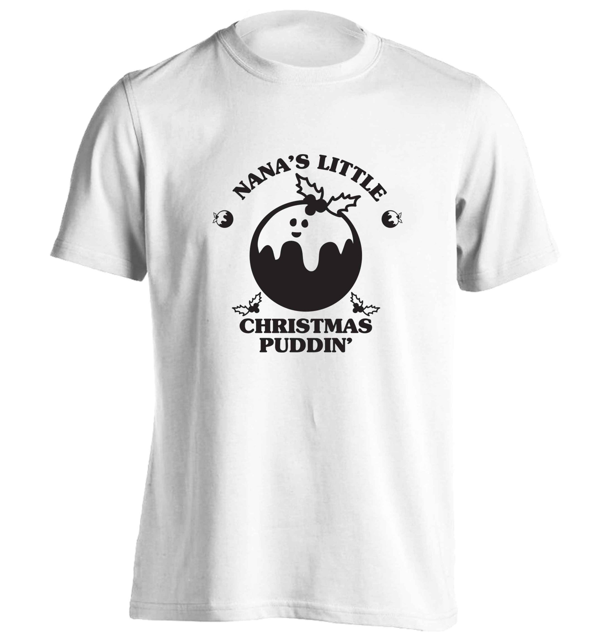Nana's little Christmas puddin' adults unisex white Tshirt 2XL