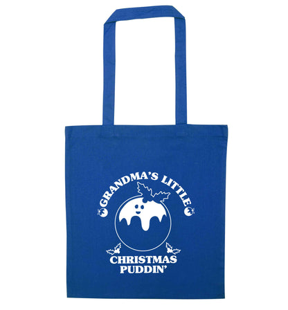 Grandma's little Christmas puddin' blue tote bag
