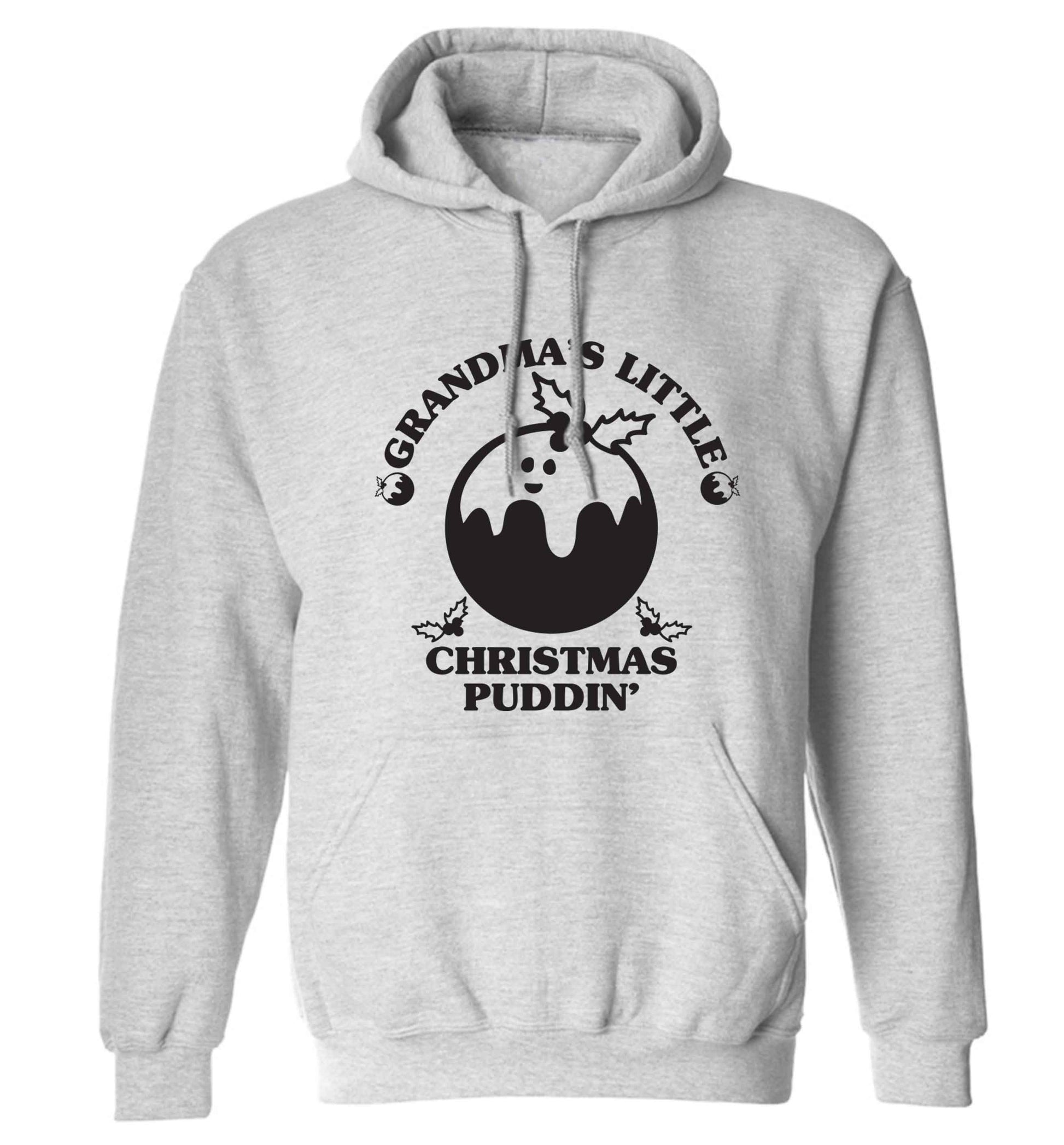 Grandma's little Christmas puddin' adults unisex grey hoodie 2XL