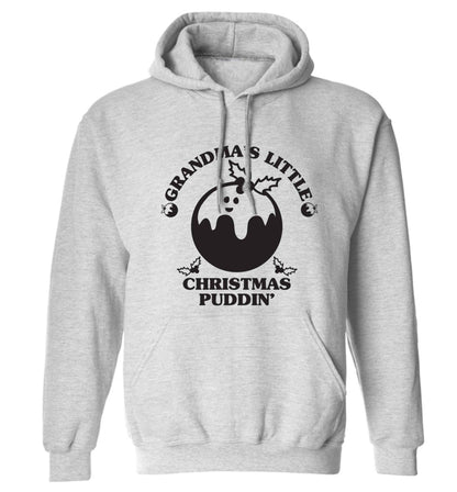 Grandma's little Christmas puddin' adults unisex grey hoodie 2XL