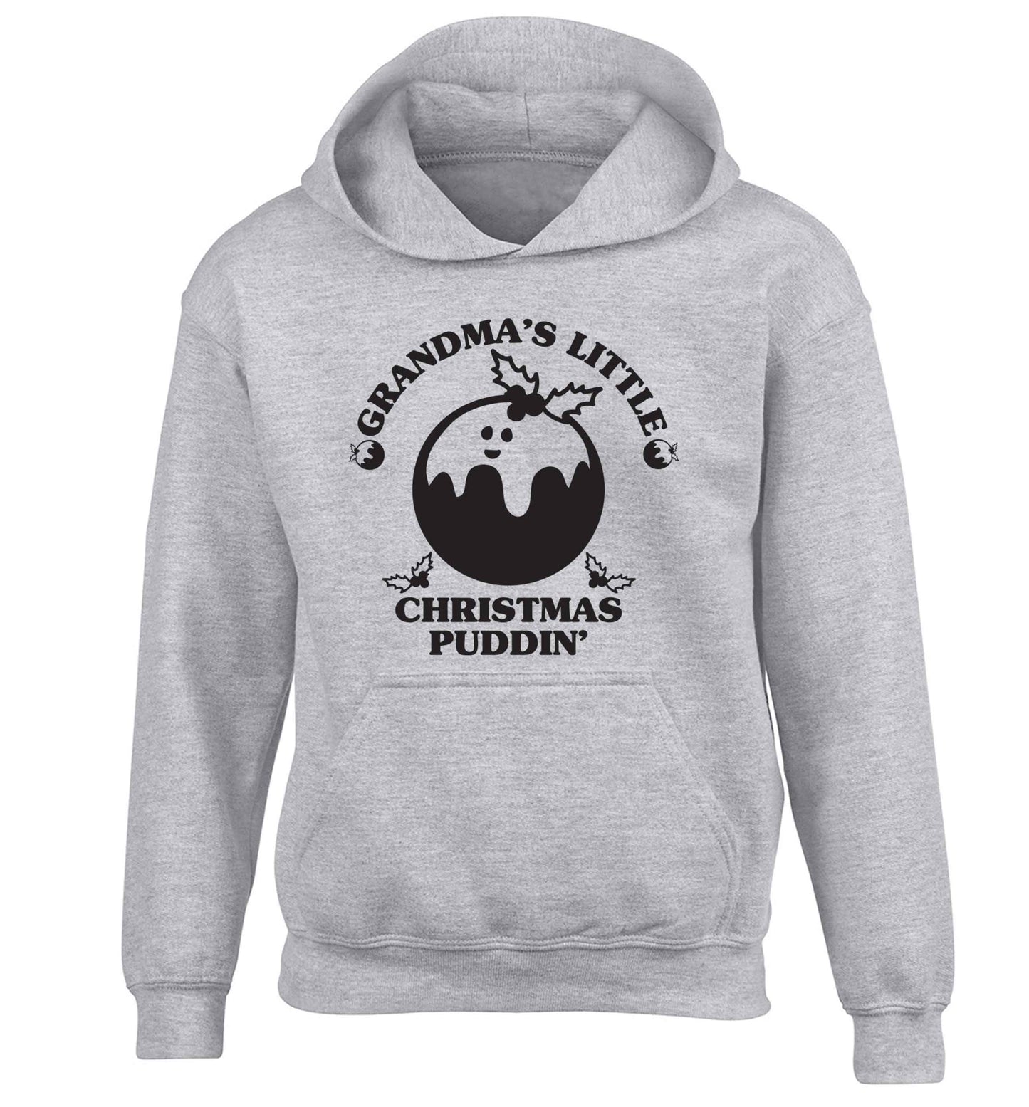 Grandma's little Christmas puddin' children's grey hoodie 12-13 Years