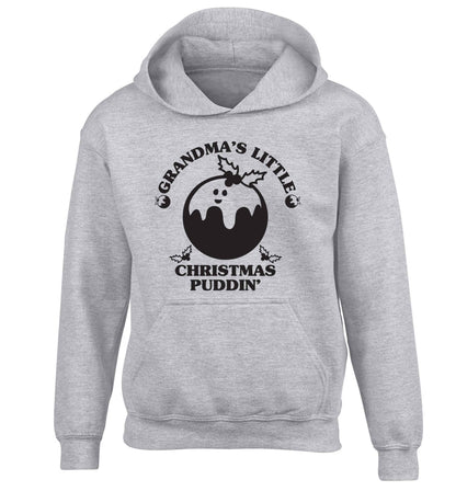 Grandma's little Christmas puddin' children's grey hoodie 12-13 Years