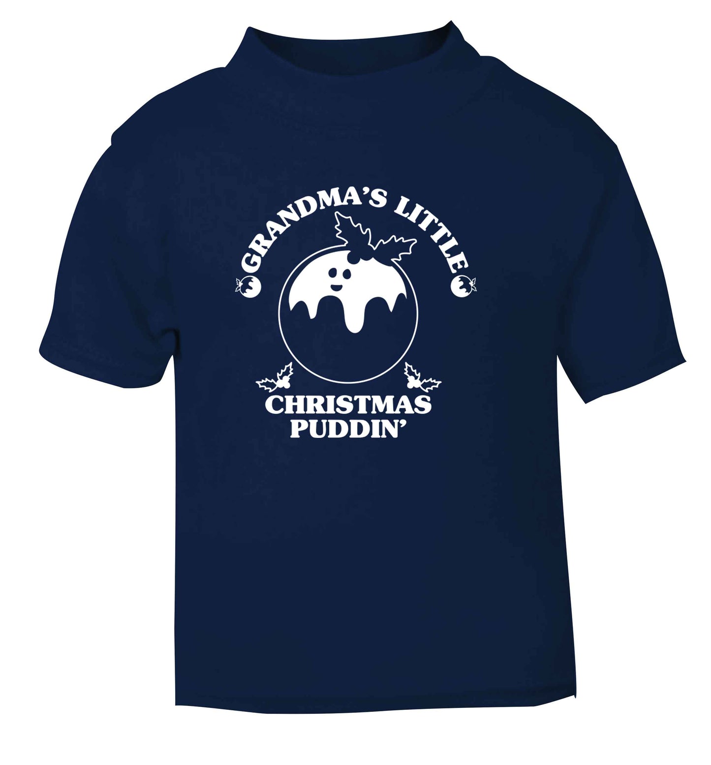 Grandma's little Christmas puddin' navy Baby Toddler Tshirt 2 Years