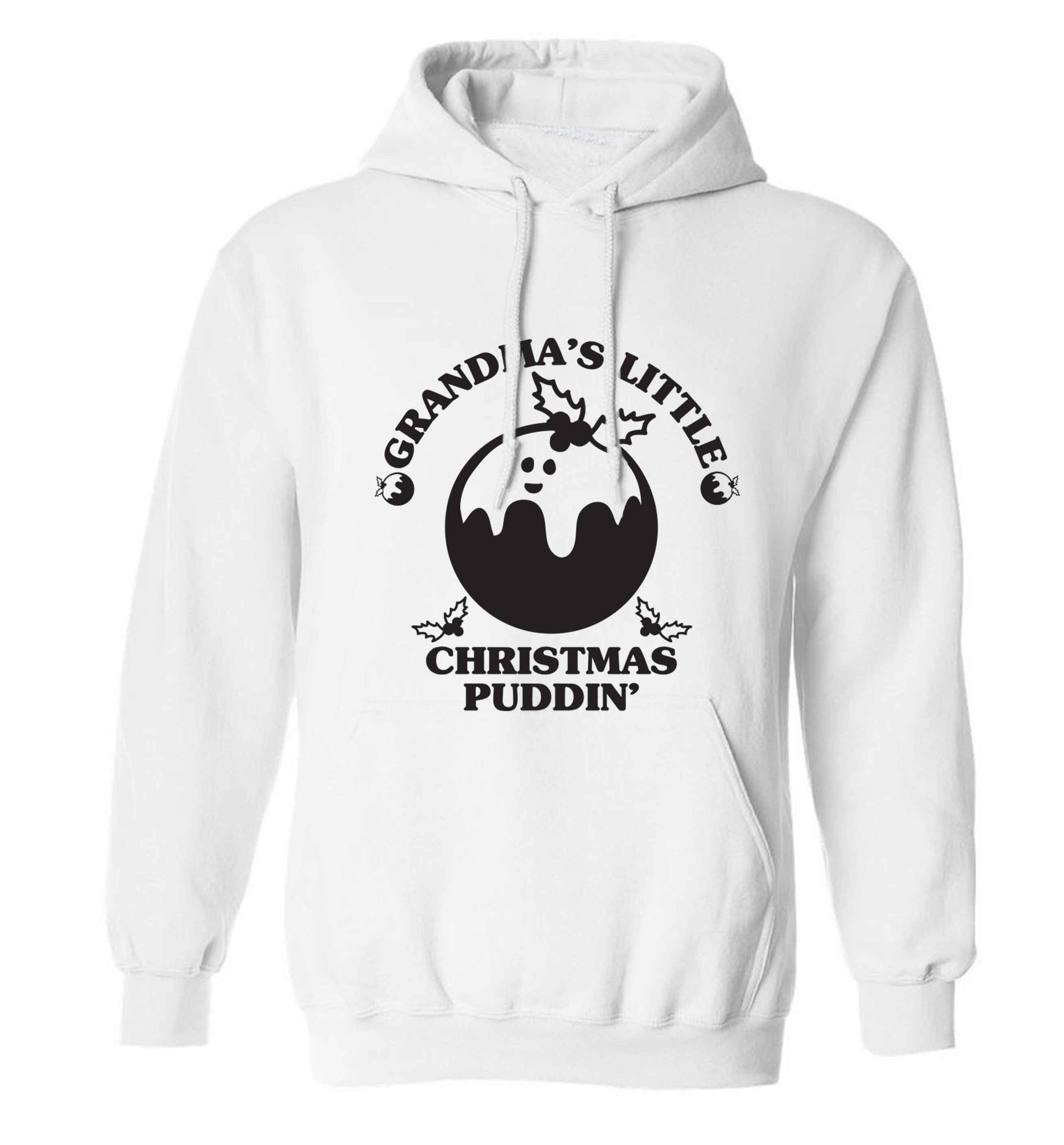 Grandma's little Christmas puddin' adults unisex white hoodie 2XL