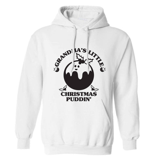 Grandma's little Christmas puddin' adults unisex white hoodie 2XL