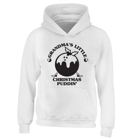 Grandma's little Christmas puddin' children's white hoodie 12-13 Years