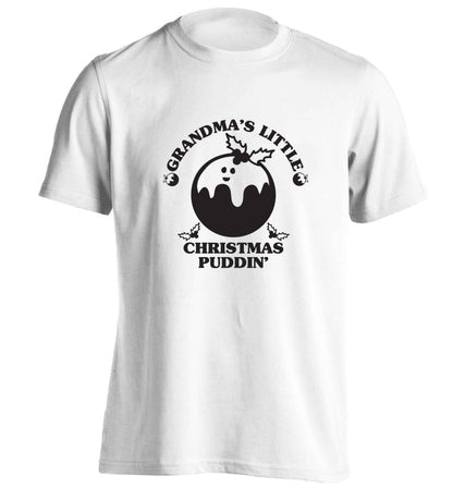 Grandma's little Christmas puddin' adults unisex white Tshirt 2XL