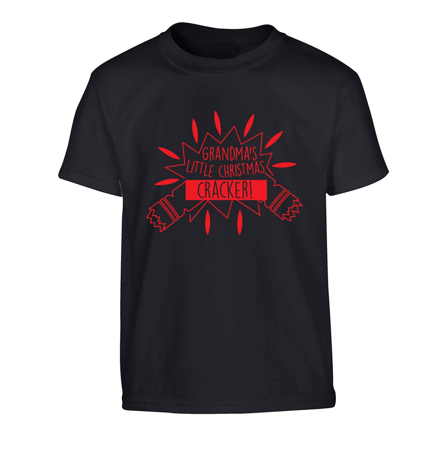 Grandma's little Christmas cracker Children's black Tshirt 12-13 Years