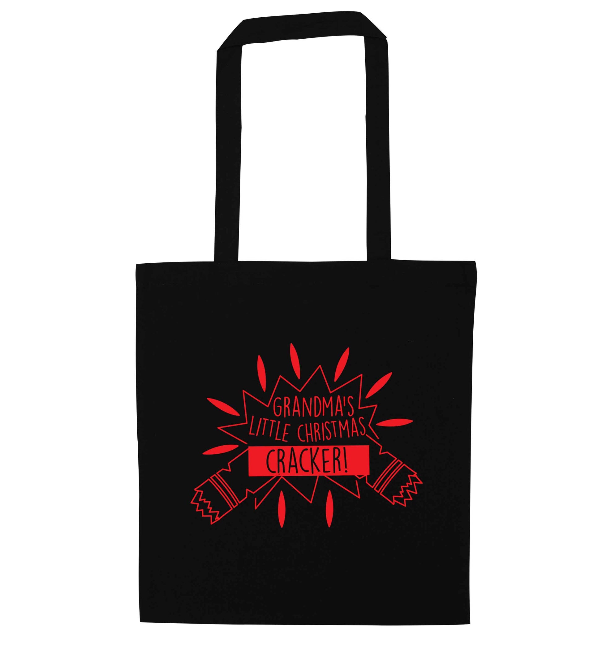 Grandma's little Christmas cracker black tote bag