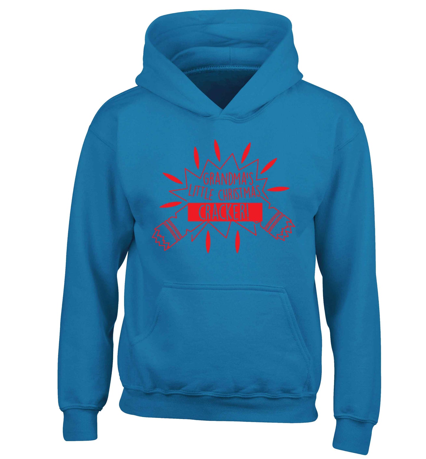 Grandma's little Christmas cracker children's blue hoodie 12-13 Years