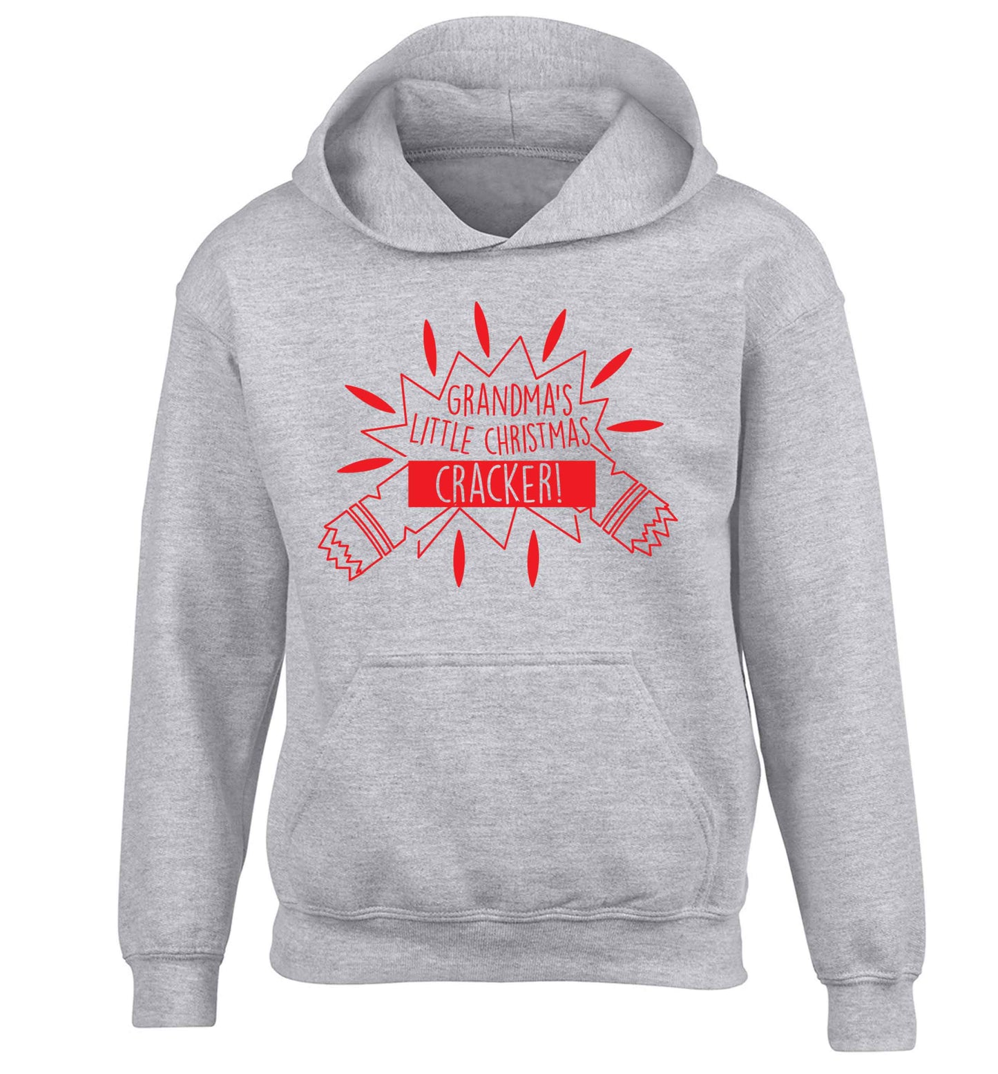 Grandma's little Christmas cracker children's grey hoodie 12-13 Years