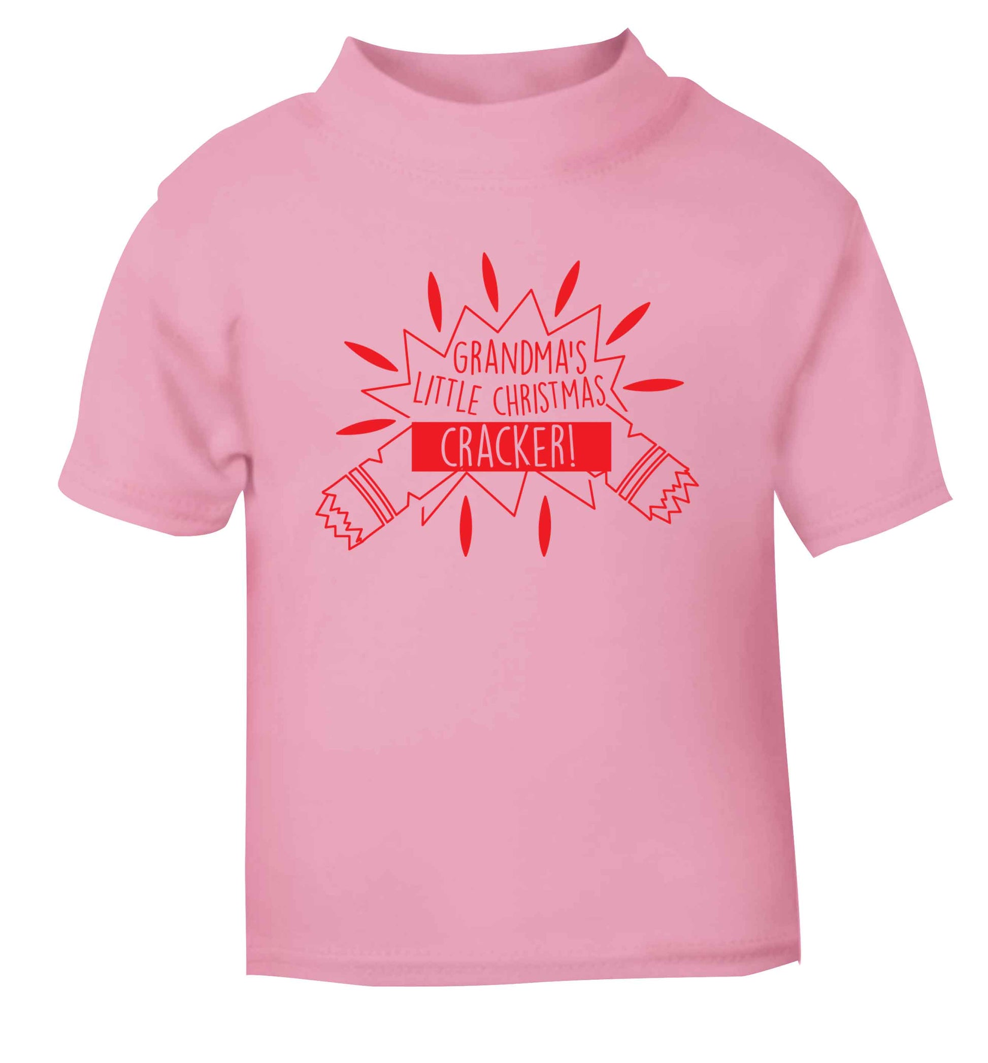 Grandma's little Christmas cracker light pink Baby Toddler Tshirt 2 Years