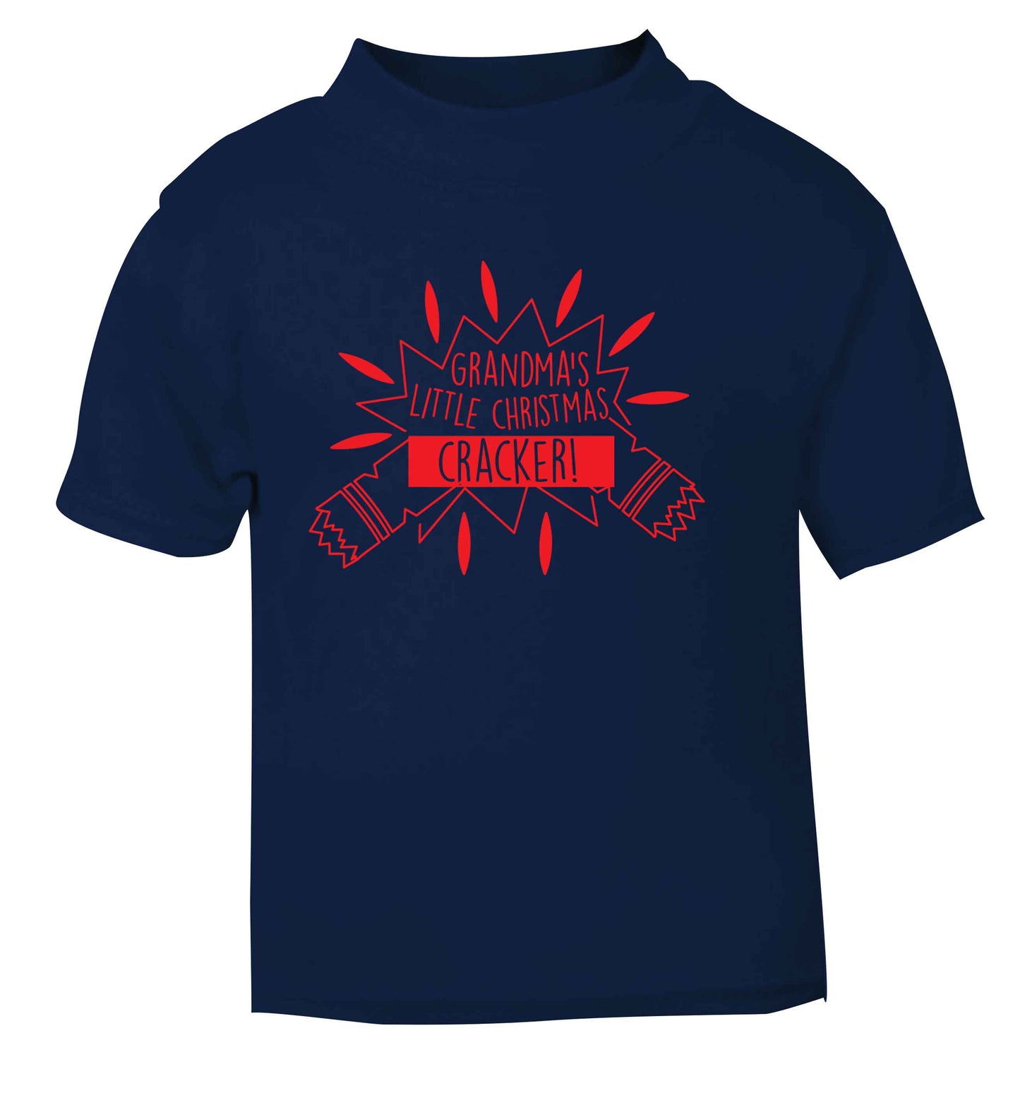 Grandma's little Christmas cracker navy Baby Toddler Tshirt 2 Years