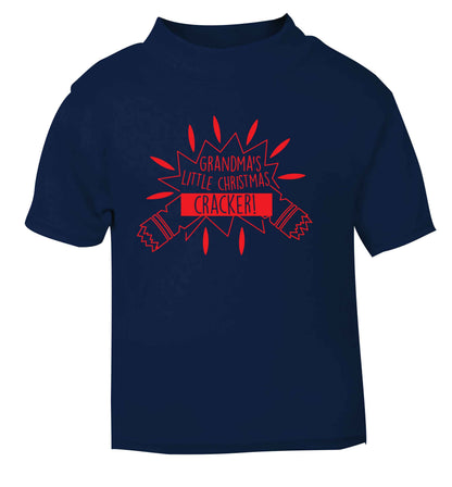 Grandma's little Christmas cracker navy Baby Toddler Tshirt 2 Years