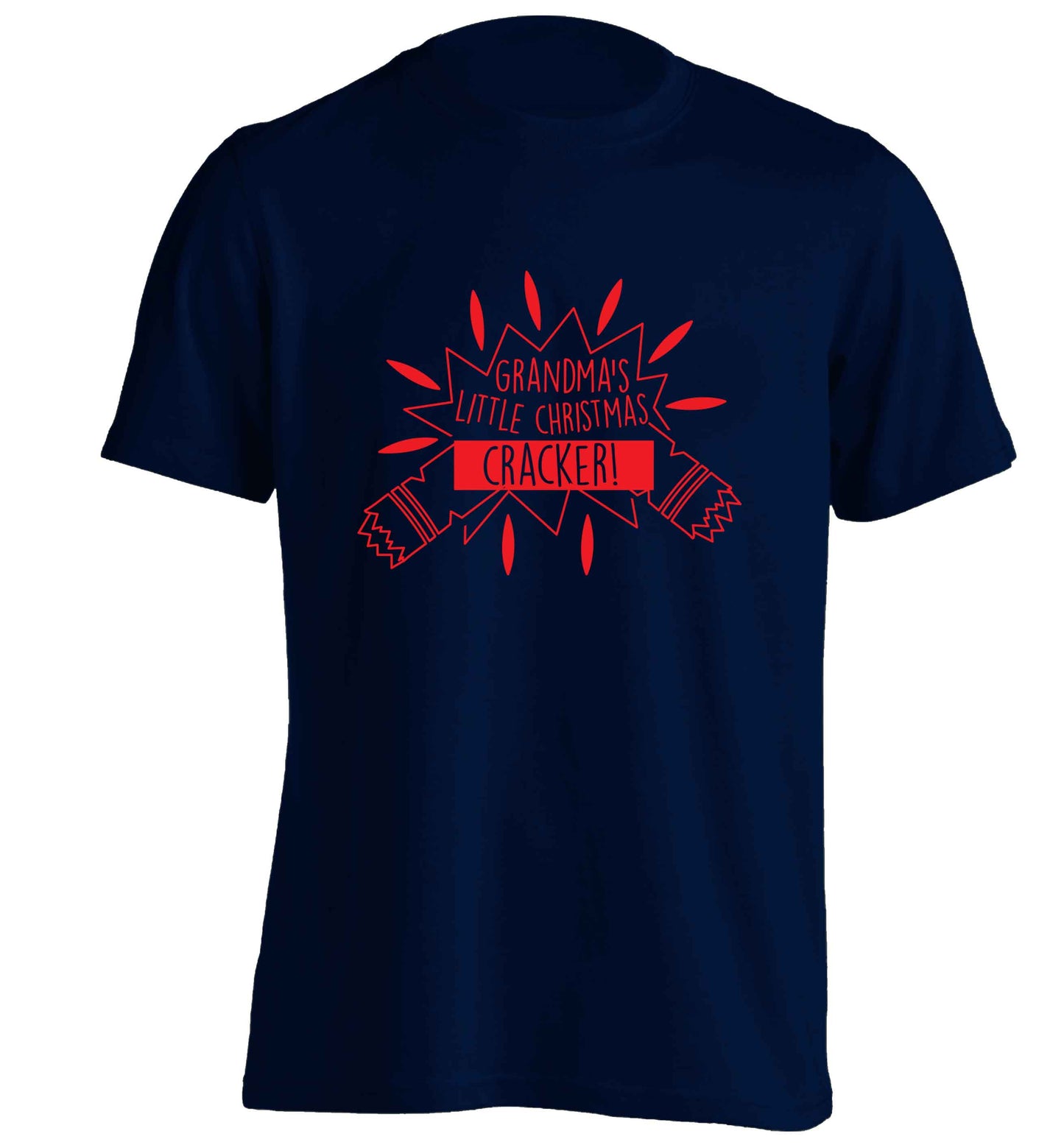 Grandma's little Christmas cracker adults unisex navy Tshirt 2XL