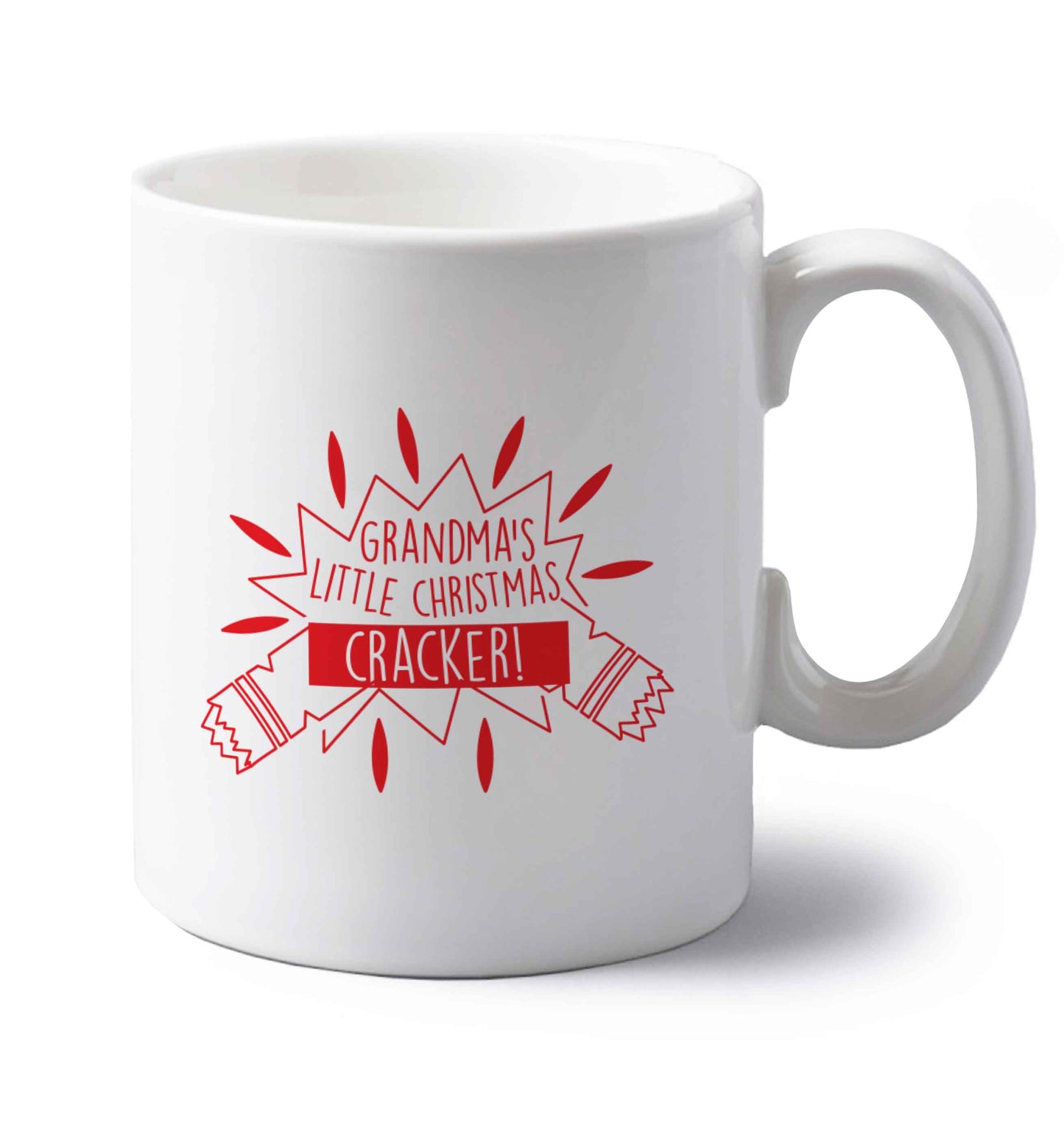 Grandma's little Christmas cracker left handed white ceramic mug 