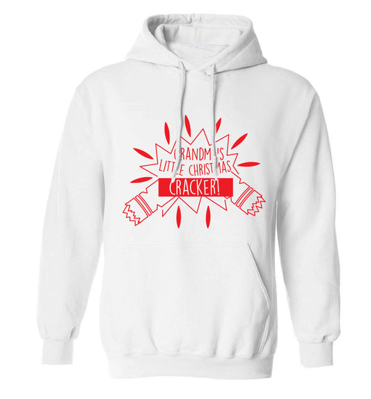 Grandma's little Christmas cracker adults unisex white hoodie 2XL