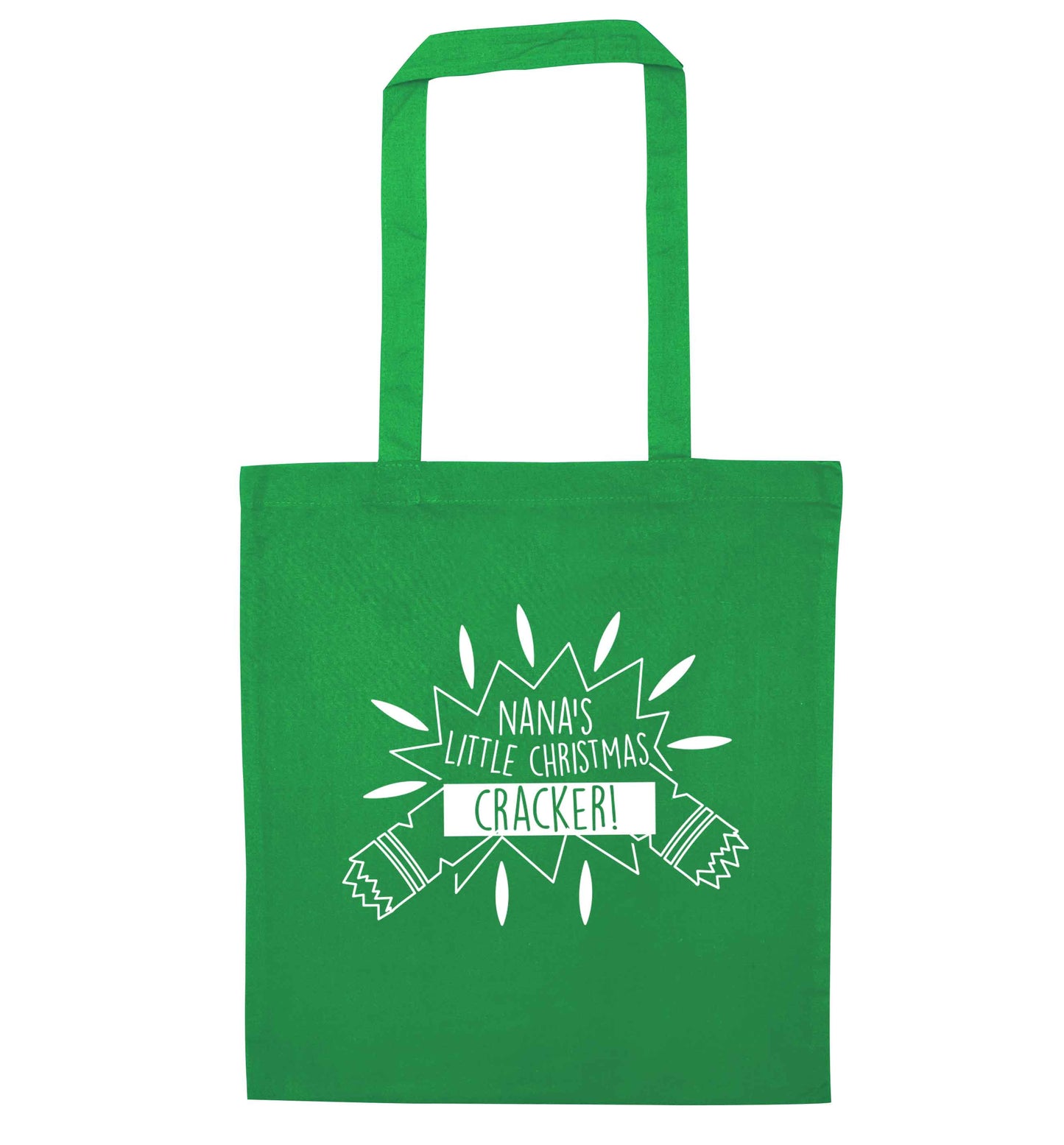 Nana's little Christmas cracker green tote bag