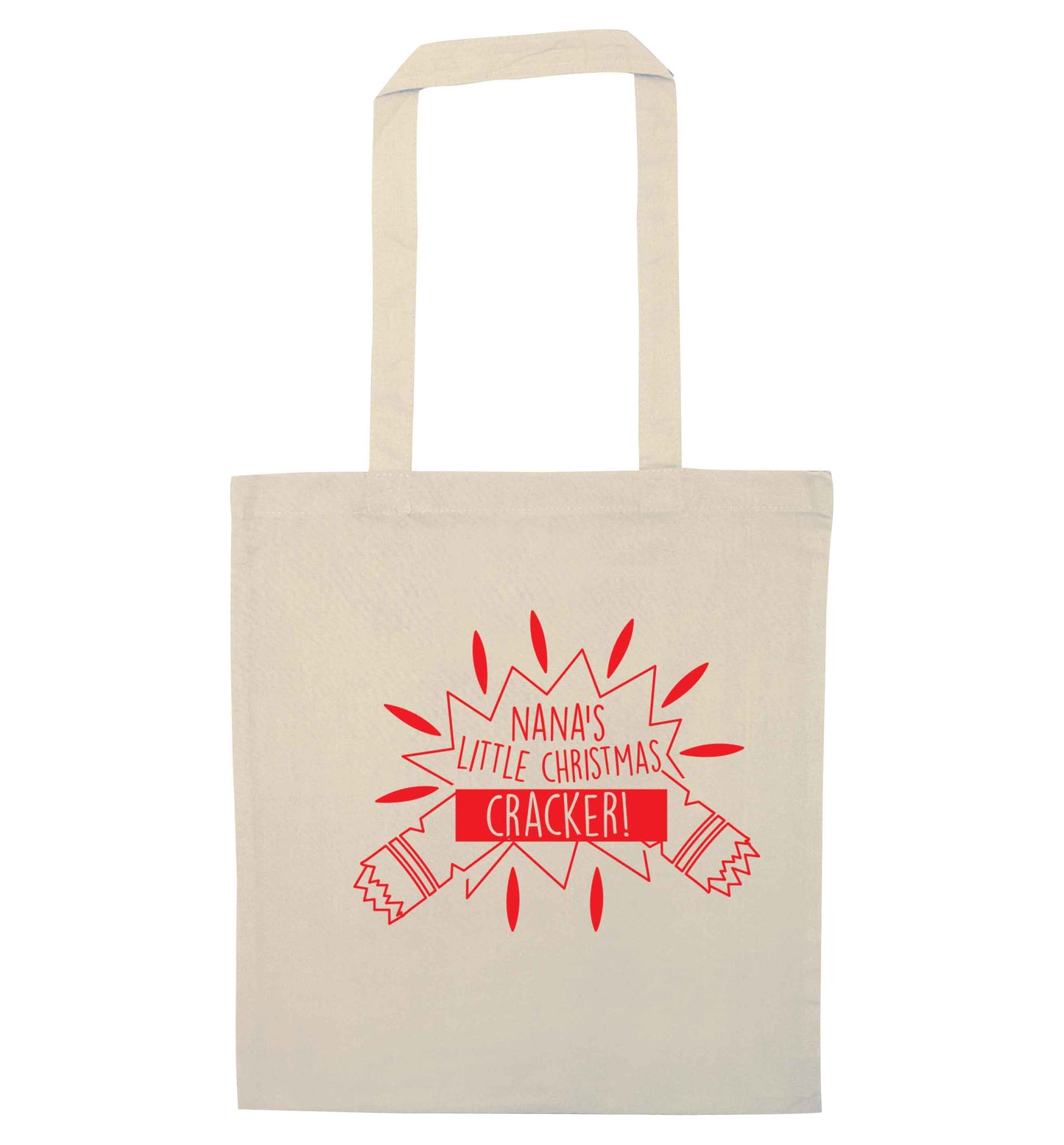 Nana's little Christmas cracker natural tote bag