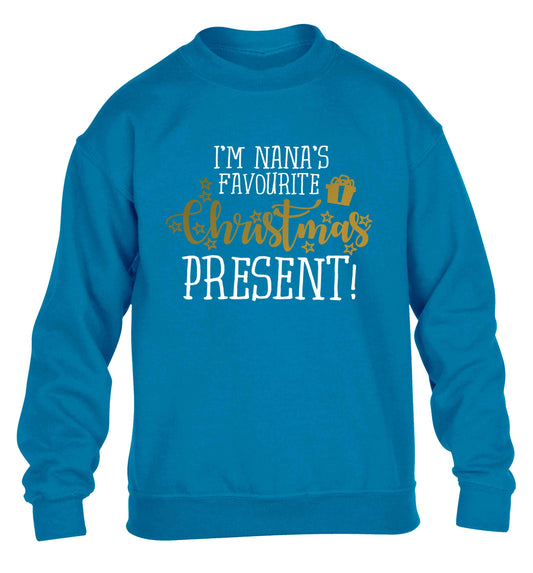 Nana's favourite Christmas present children's blue sweater 12-13 Years
