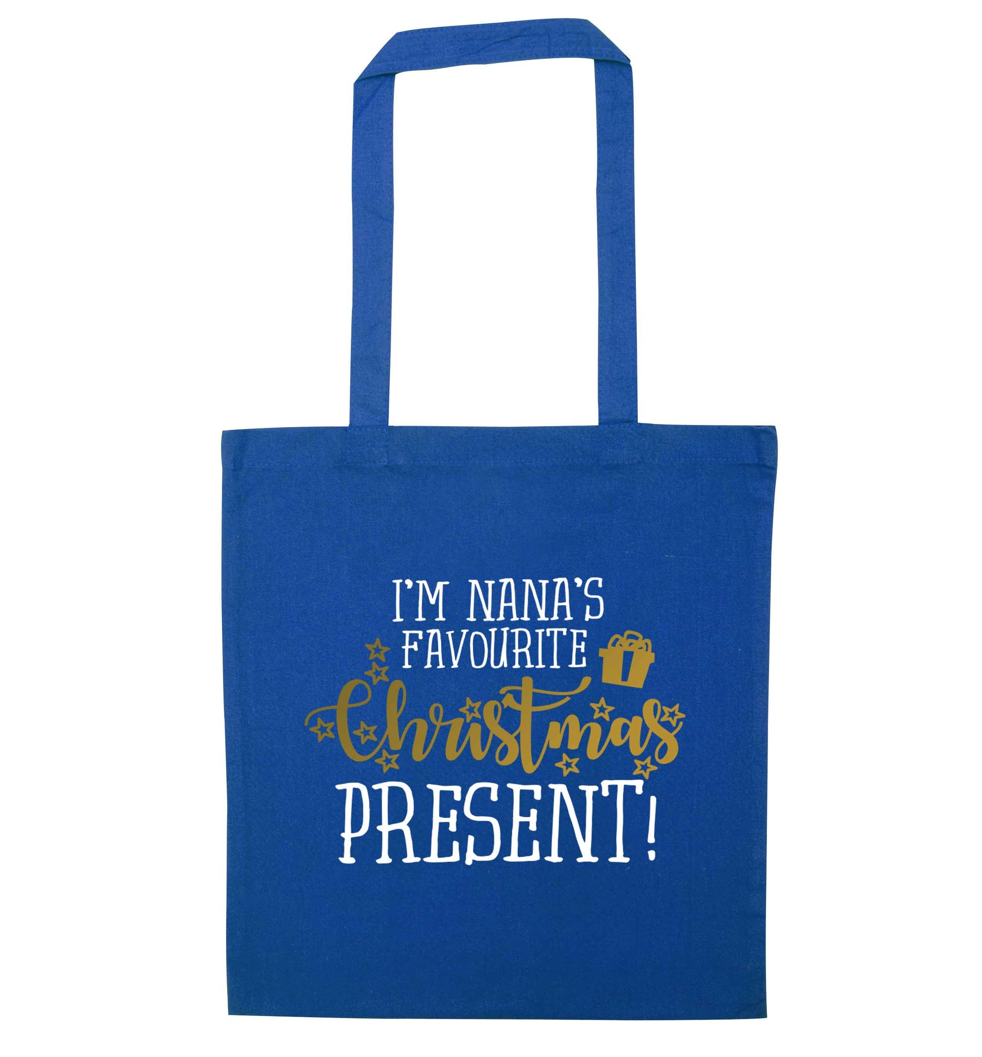 Nana's favourite Christmas present blue tote bag