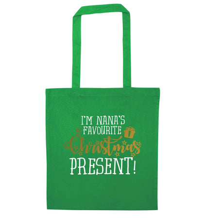 Nana's favourite Christmas present green tote bag
