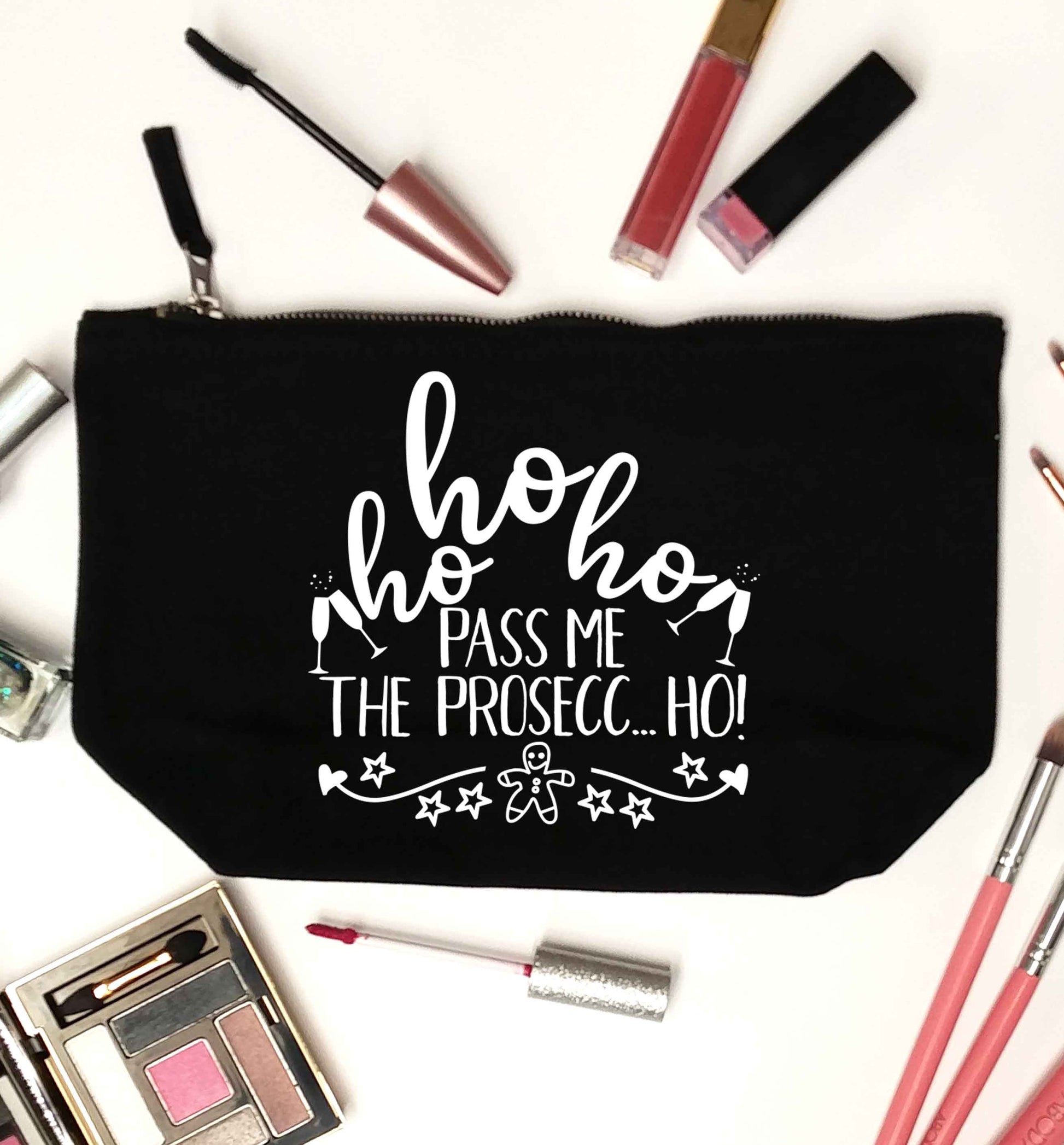Ho ho ho pass me the prosecco black makeup bag
