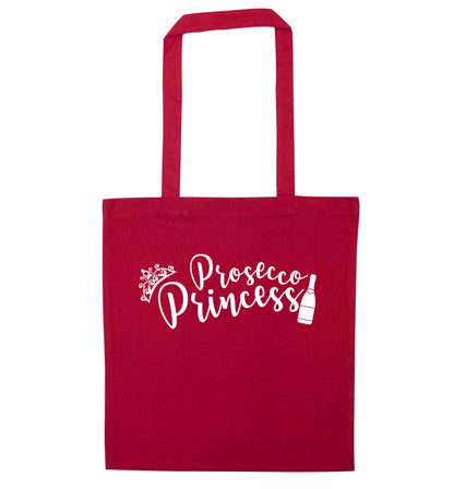 Prosecco princess red tote bag