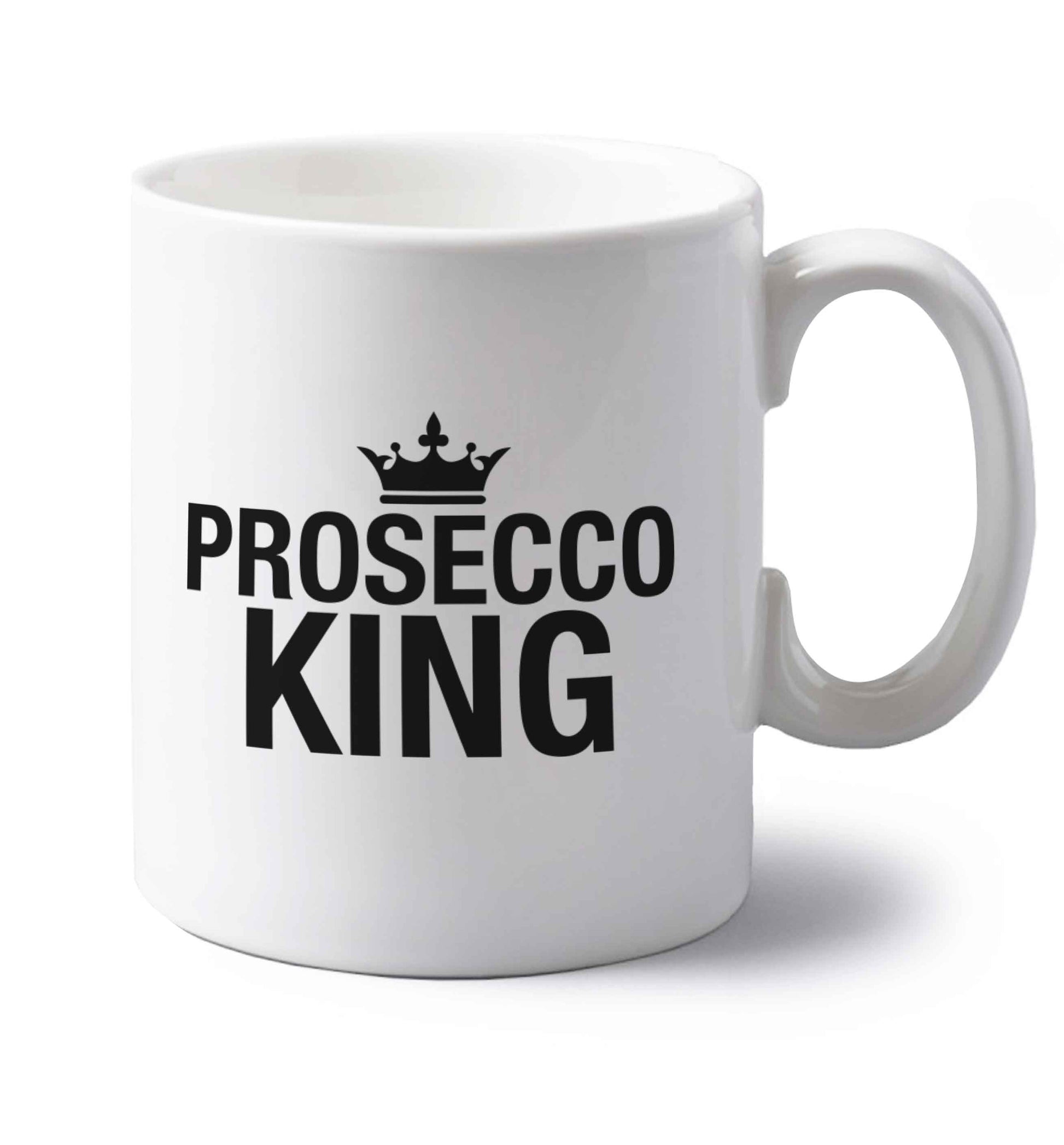 Prosecco king left handed white ceramic mug 