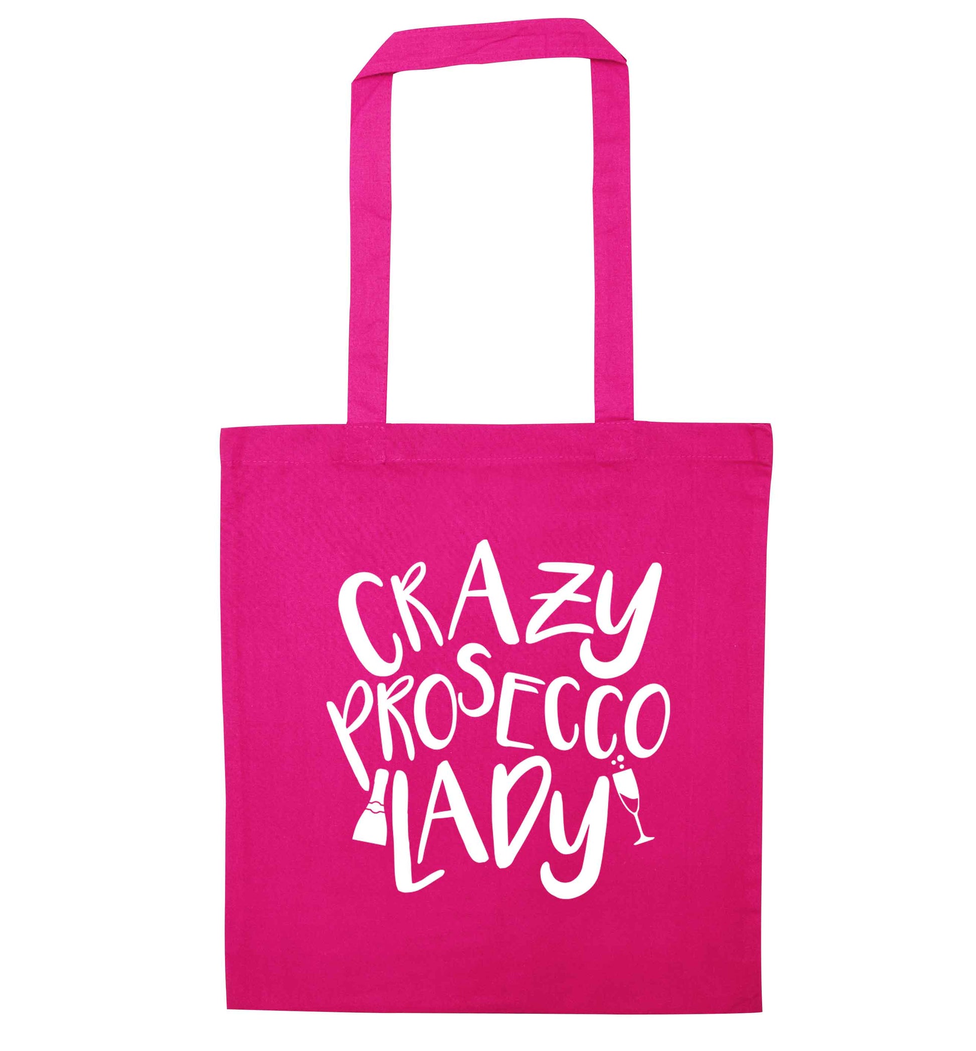 Crazy prosecco lady pink tote bag