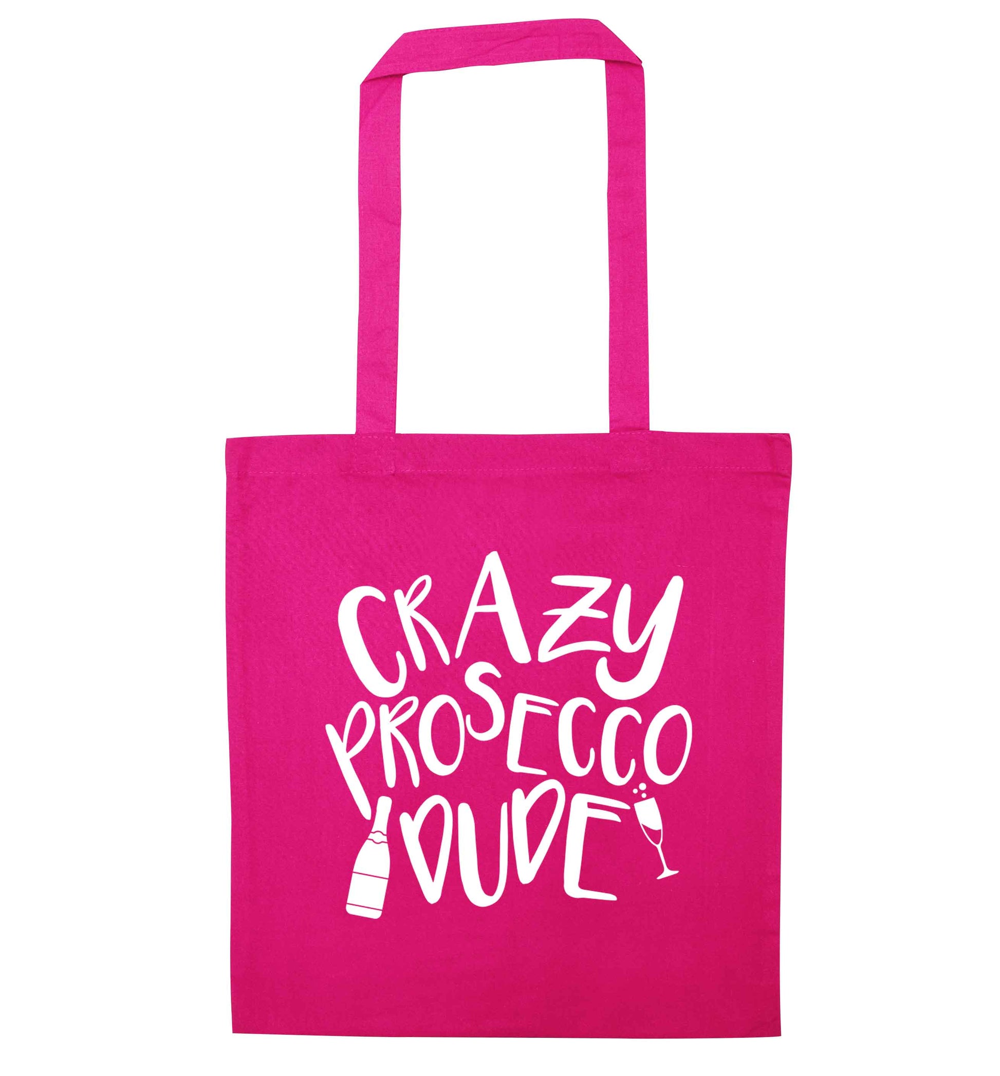 Crazy prosecco dude pink tote bag