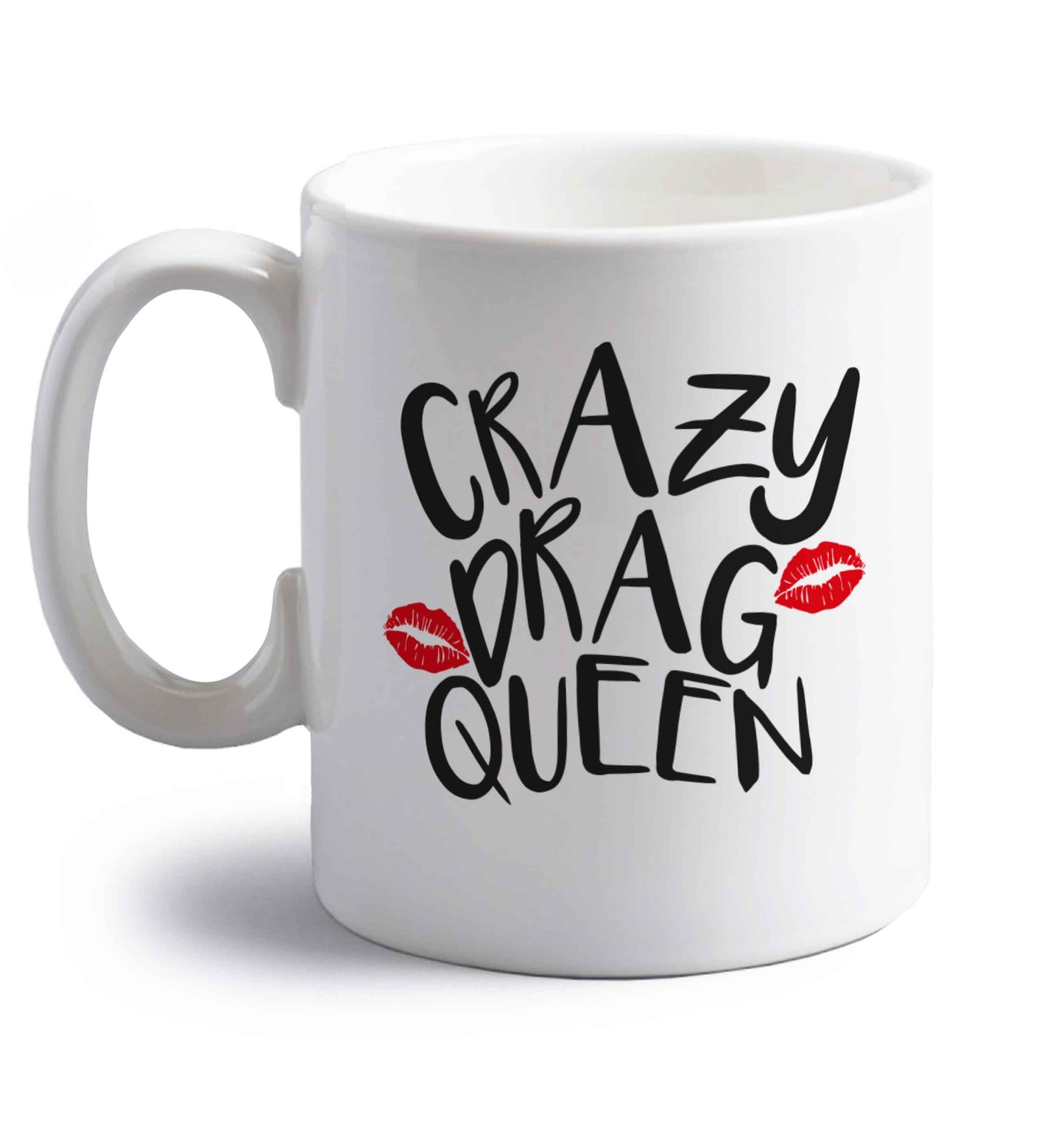 Crazy drag queen right handed white ceramic mug 