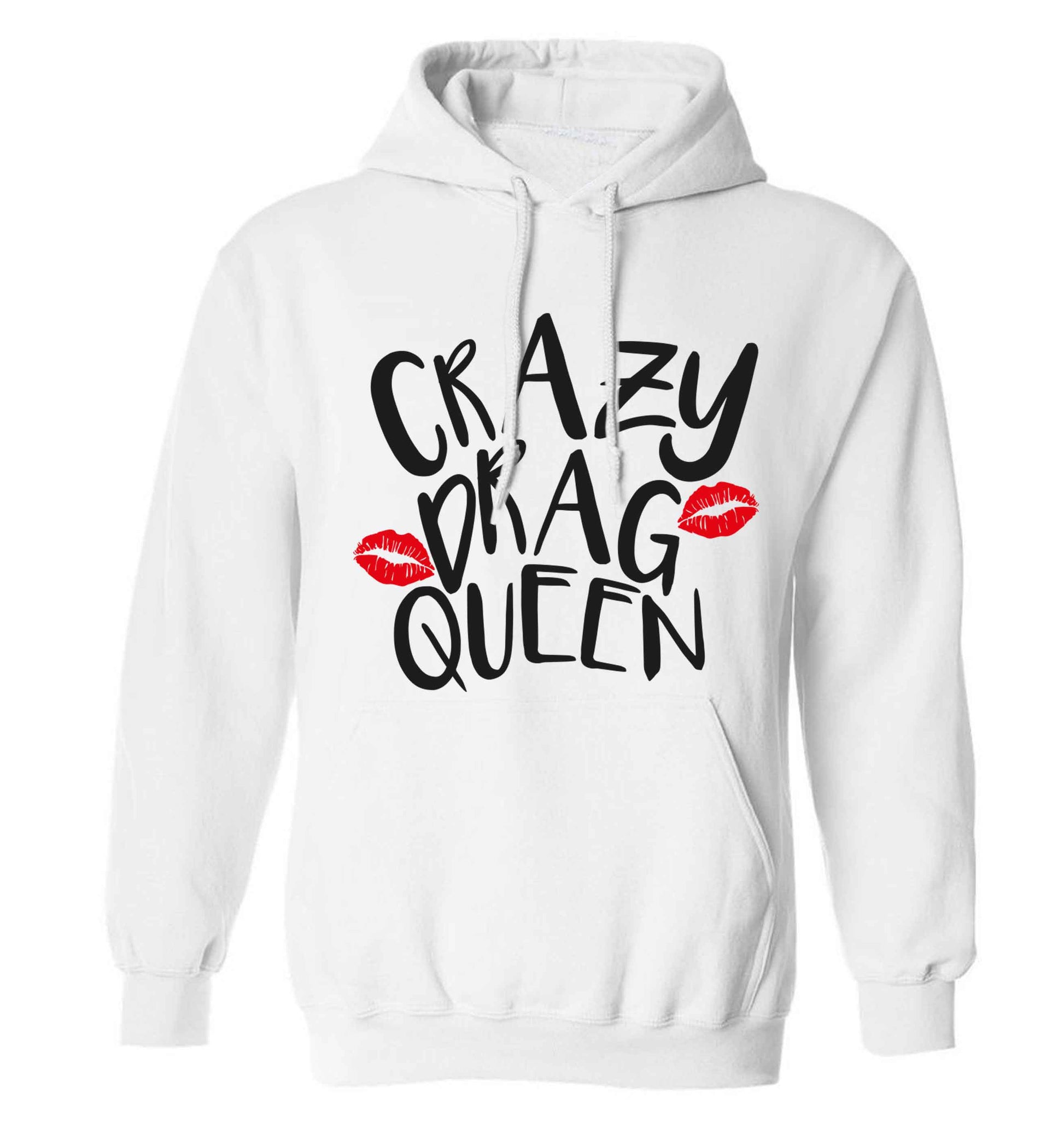 Crazy drag queen adults unisex white hoodie 2XL