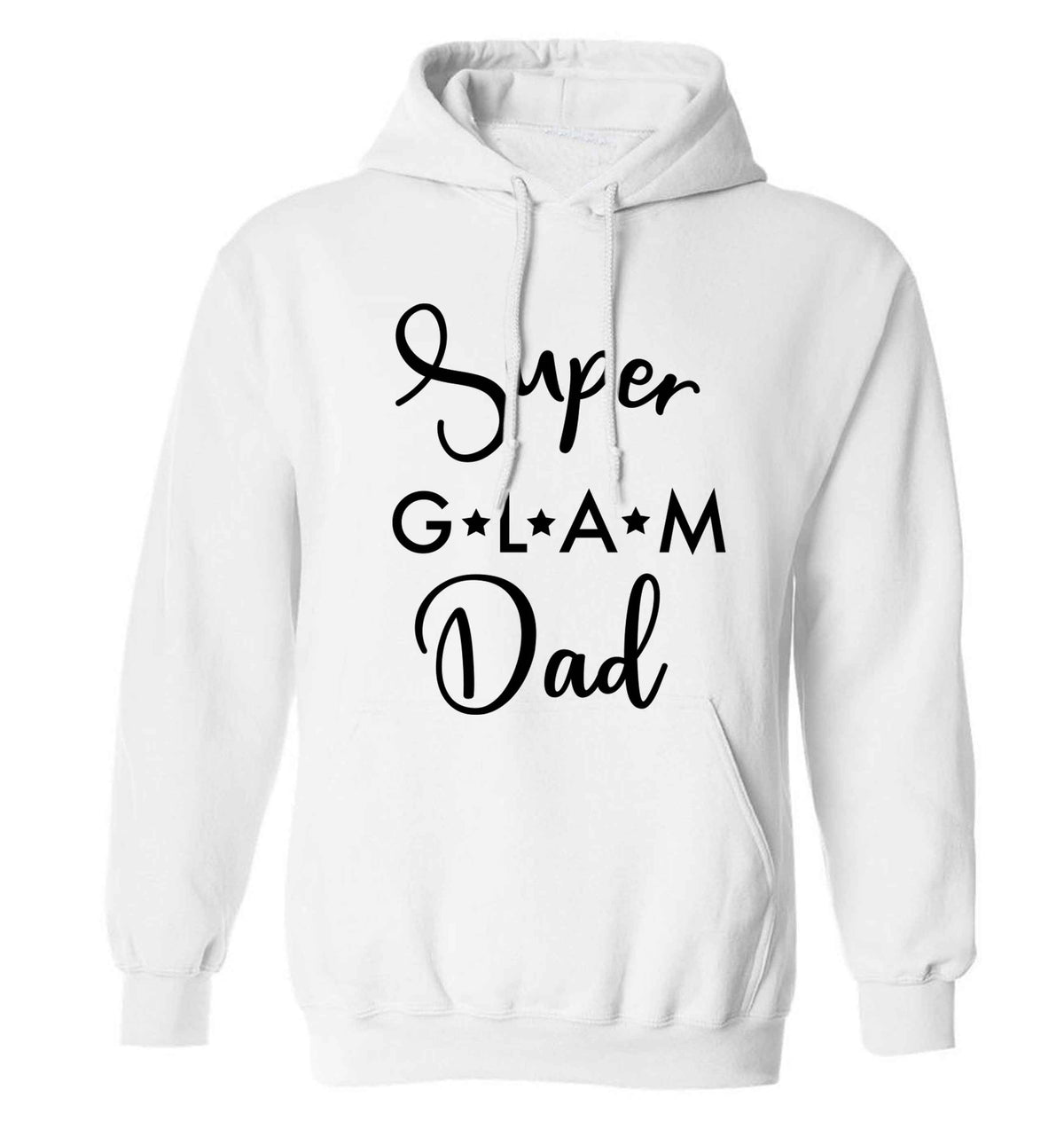 Super glam Dad adults unisex white hoodie 2XL