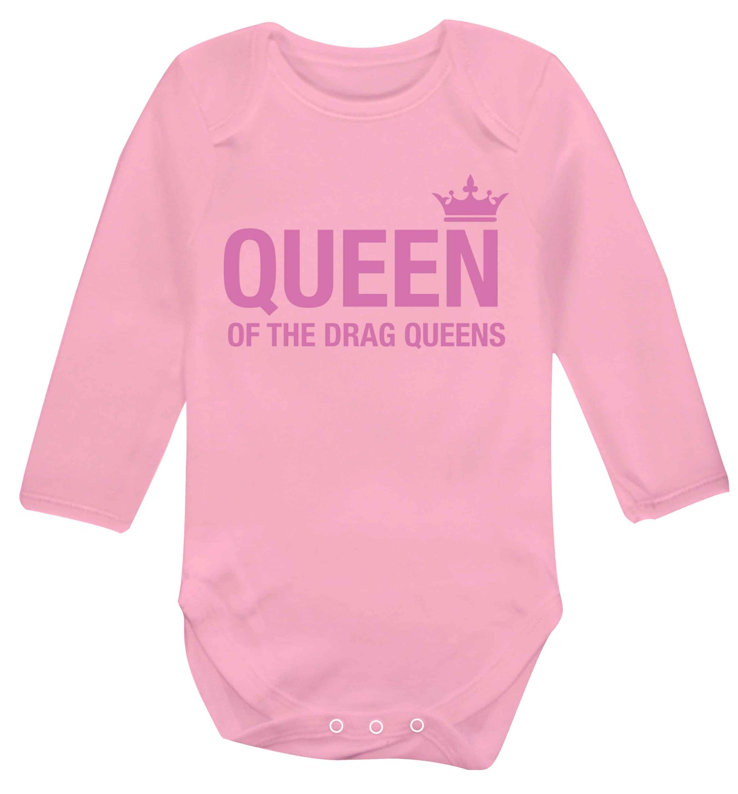 Queen of the drag Queens Baby Vest long sleeved pale pink 6-12 months