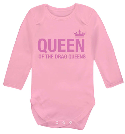 Queen of the drag Queens Baby Vest long sleeved pale pink 6-12 months
