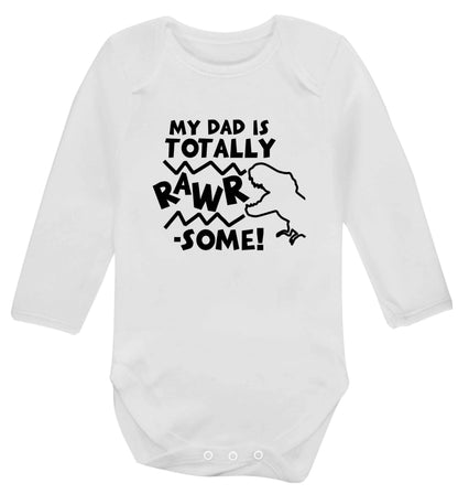 My dad is totally rawrsome baby vest long sleeved white 6-12 months